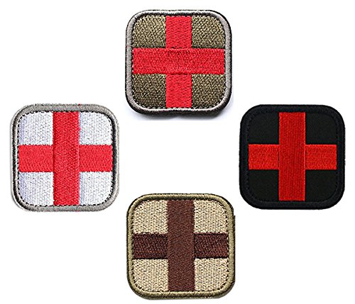 4 Pcs Taktisch Medic Kreuz Rotes Kreuz Moral Bestickter Aufnäher mit Haken - medizinisch Patch, 4 Farbe für Taktische Rucksäcke, Medizinische Taschen, Erste-Hilfe-Kits, Outdoor-Abenteuer-Kits von Zcketo