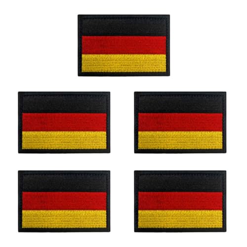 5 Stücke 5x3 cm Mini Deutschland Flaggen Patch Gestickt Abzeichen Deutsch Applikationen für Kleidung Taschen Rucksack Uniform Weste Hundegeschirr Militär Taktisch Draussen Jersey von Zcketo