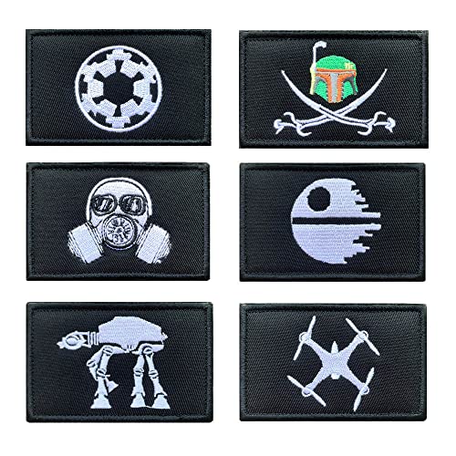 6 Set. Taktische Klett Patch Kompatibel mit Star War, Außerirdische Dekorative Applikation Film Abzeichen Klettbänder Patch für Airsoft Rucksack Mütze Jacke Weste Tasche Kappen Sammeln von Zcketo