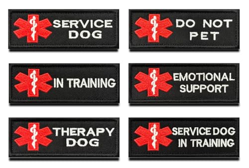 6 Stück EMT Kreuz Diensthunde Patch Moral Hund Patch Taktisch Bestickter Dog Aufnäher mit Hook Verschluss zum Hunde Weste Hunde Harness Hunde Kleidung Rucksack Blindenhunde von Zcketo