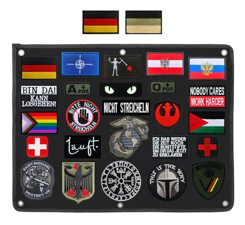 64x46 cm Patch-Display-Platte,Hängend Patch-Sammeltafel,Taktische Militär Patch Holder Steckbrett zum Sammeln Haken und Schlaufe-Embleme Abzeichen Patch, 6-Loch, 1000D Strapazierfähig Nylon von Zcketo