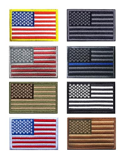 8 PCS Gemischte USA Flagge Patch- Taktisch Amerika Abzeichen, Stickerei Bestickter Aufnäher mit Hook und Loop, Militär Patch für Rucksäcke Kleidung Taschen Uniform Weste Jersey Jacken Jeans von Zcketo