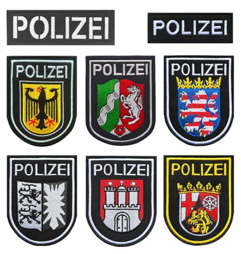 8 PCS Polizei-Aufnäher Patch- Taktisch Abzeichen Stickerei Bestickter mit Hook und Loop, Patch für Rucksäcke Kleidung Taschen Uniform Weste Jersey Jacken Hund Westen von Zcketo