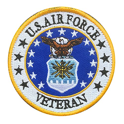 American "U S Airforce Veteran" Military Tactical Patch – Größe 8 cm rund – Klettverschluss Rückseite – Zubehör Patch für Kleidung, Jacken, Jeans, Mützen, Rucksäcke, Uniform, Veteranenunterstützung von Zcketo