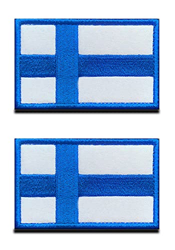 Aufnäher mit Finnland-Flagge, bestickt, 8 x 5 cm, nordische Flagge, Militäruniform, zum Aufnähen – Schlaufen- und Hakenverschlüsse zur Befestigung an taktischen Rucksack, Kleidung und Ausrüstung, 2 von Zcketo