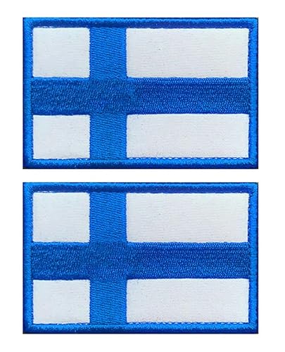 Aufnäher mit Finnland-Flagge, bestickt, 8 x 5 cm, nordische Flagge, Militäruniform, zum Aufnähen – Schlaufen- und Hakenverschlüsse zur Befestigung an taktischen Rucksack, Kleidung und Ausrüstung, 2 von Zcketo