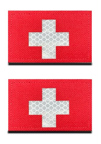 Medizinisches Kreuz, 3D-IR-reflektierend, Medic MED EMT EMSSafe, weiß, Kreuzschnitt, Infrarot, Erste-Hilfe-Patch, IFAK Platte, Tragetasche, Patch für den Innen- und Außenbereich, 2 Stück von Zcketo