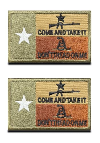 Taktischer bestickter Aufnäher, Motiv: Texas-Flagge, "Come and Take it", Texas TX Don't Tread on Me, Militäruniform, Hakenschlaufe, Emblem für Jacken, Rucksäcke, Kleidung, Hüte usw., 2 Stück (Texas) von Zcketo