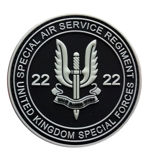 Zcketo 1 Stück 3D PVC Gummi SAS Special Air Service Patch, Heavy Duty und Solid Material, Hooked Backing Tactical SAS Emblem Patch für Kleidung Tasche Rucksack Uniform Weste Kleidung Biker Reisen von Zcketo