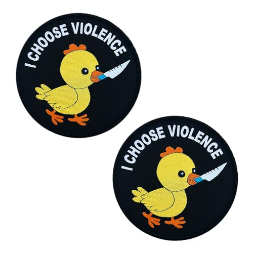 Zcketo 2 PCS I Choose Violence Patch Funny MEME Chicken with Knife Hook & Loop Embroidered Applique Patch for Bags Caps Backpack Uniform Vest Clothes Tactical Travel or Collect von Zcketo