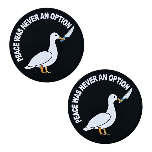Zcketo 2 PCS Peace Was Never an Option Patch Funny MEME Duck with Knife Hook & Loop Embroidered Applique Patch for Bags Caps Backpack Uniform Vest Clothes Tactical Travel or Collect von Zcketo