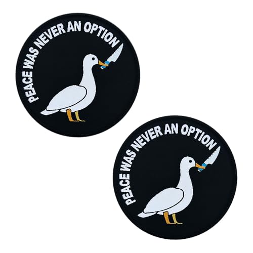 Zcketo 2 PCS Peace Was Never an Option Patch Funny MEME Duck with Knife Hook & Loop Embroidered Applique Patch for Bags Caps Backpack Uniform Vest Clothes Tactical Travel or Collect Zcketo 2 PCS Peace Was Never an Option Patch Funny MEME Duck with Knife Hook & Loop Embroidered Applique Patch for Bags Caps Backpack Uniform Vest Clothes Tactical Travel or Collect von Zcketo