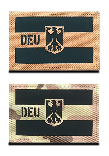 2 Pcs IR Infrarot Reflektierende DEU Deutschland Patches Militär Bundeswehr Airsoft Patch Patches Für Taktische Kleidung Rucksack Baseballkappe Uniform Weste Hundegeschirr von Zcketo