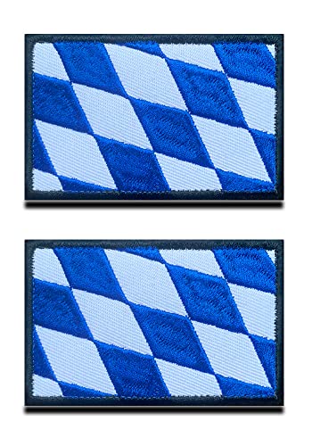 2 St. Bundesland Bayern Flagge Patch- Taktisch Bayerisch Emblem, Bestickter Aufnäher mit Verschluss, Militär Bänder für Rucksäcke Kleidung Taschen Uniform Weste Jersey Reisen -Blau von Zcketo