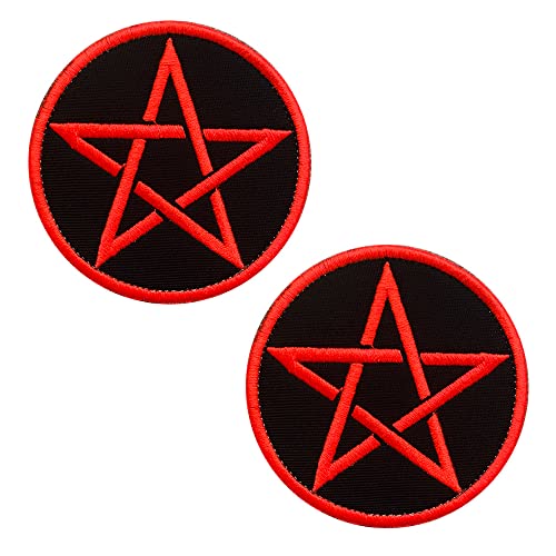 Zcketo 2 St. Goth Heidnische Symbole Pentagramm Bestickter Aufnäher Goth Bestickter Annähen Patch Verschluss für Kleidung Jacken Taschen Uniform Rucksäcke Weste Hundegeschirr von Zcketo