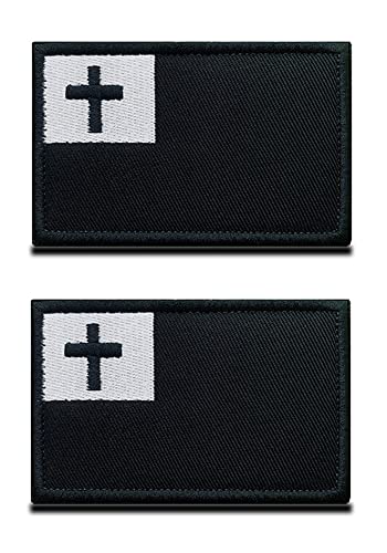 2 St. Taktischer Aufnäher mit Christlicher Flagge,Jesús Kreuz Sinnbild Verschluss Militär-Patch für Rucksäcke Mützen Taschen Weste Hundegeschirr Helm Stiefeln Militär Taktisch von Zcketo