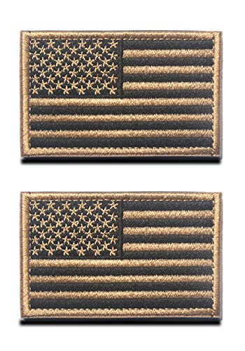 2 St. Braun USA Flagge Patch- Taktisch Amerika Stickerei Abzeichen, Bestickter Aufnäher mit Verschluss, Militär Bänder für Rucksäcke Kleidung Taschen Uniform Weste Jersey von Zcketo