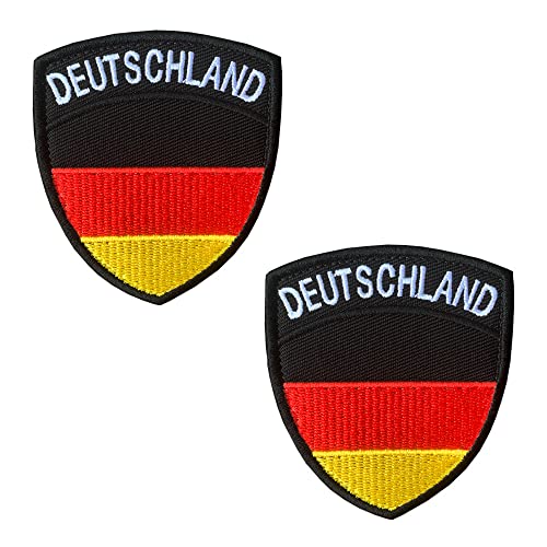 Zcketo 2 Stück Deutschland Schild Flaggen Klett Emblem Abzeichen mit Klettverschluss Deutschland Schild Bestickter Patch für Fußball Kleidung Taschen Uniform Rucksäcke Jacken Hundegeschirr von Zcketo