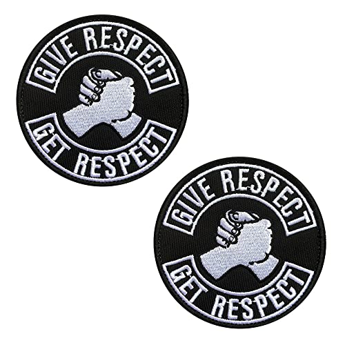 Zcketo 2 Stück "Give Respect Get Respect" Aufnäher bestickt Klett-Patch/Biker Patch zum Annähen | Motorrad Flicken/Taktischer Applikation für Jeans/Leder/Uniform/Jacke/Motorradzubehör von Zcketo