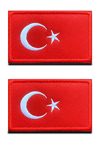 Zcketo 2 Stück Republik Türkiye Patch Hook and Loop Bestickte Türkei Türkische Flagge National Emblem Patch für Fußball Billard Kleidung Trikot Rucksack Kappen Reisen Taktische von Zcketo