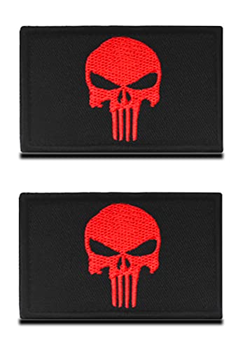 2 Stück Rot Punish-er Skull Patch Airsoft Patch Militär Patches Aufkleber Abzeichen Bänder für Airsoft Cosplay Paintball Taktische Kleidung Rucksack Uniform Weste Hundegeschirr von Zcketo