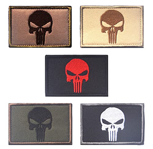 5 Stück Kompatibel Punish-er Klett Patch Airsoft Patch Militär Klett Patches Taktisch Film Aufkleber Abzeichen Klettbänder Emblem für Rucksäcke Kleidung Taschen Uniform Weste Hundegeschirr von Zcketo