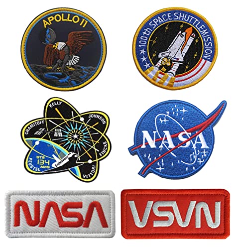 Zcketo 6 Pcs NASA Gestickt Aufnäher Verschluss, Nasa Weltraumforschung Patch für Kleidung Taschen Rucksack Uniform Weste Militär Taktisch Jersey,Jungen Herren NASA Patch von Zcketo