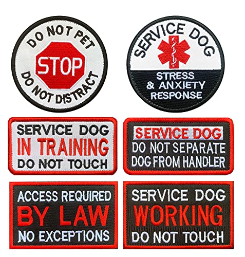 Zcketo Abnehmbare Diensthunde-Patches,“Service Dog Do Not Pet Working Do Not Touch” EMT Hunde Abzeichen Gestickt Verschluss Patches für Hundeweste, Geschirr, Rucksack (6 Stück) von Zcketo