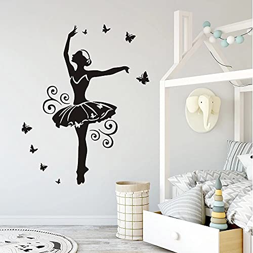 Zdklfm69 WandSticker Wandtattoos Ballett Mädchen Für Kinder Mädchen Zimmer Dekor Poster Vinyl Aufkleber Zuhause Wohnzimmer wasserdichte Wandbilder 84x100cm von Zdklfm69