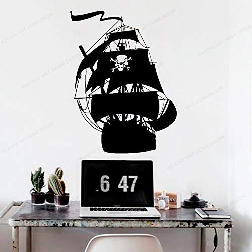 Zdklfm69 WandSticker Wandtattoos Cartoon Schiff Piraten Haken Vinyl Schiff Piraten für Jungen Zimmer Teenager Zimmer Wanddekoration 76x54cm von Zdklfm69