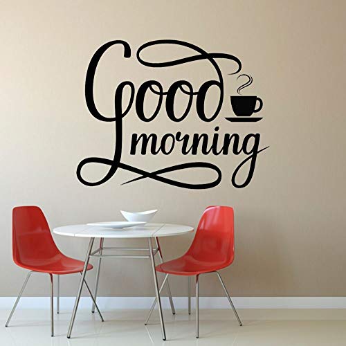 Zdklfm69 WandSticker Wandtattoos Guten Morgen Kaffee Text Wandkunst Aufkleber Aufkleber für Café Café und Küchendekoration 70x57cm von Zdklfm69