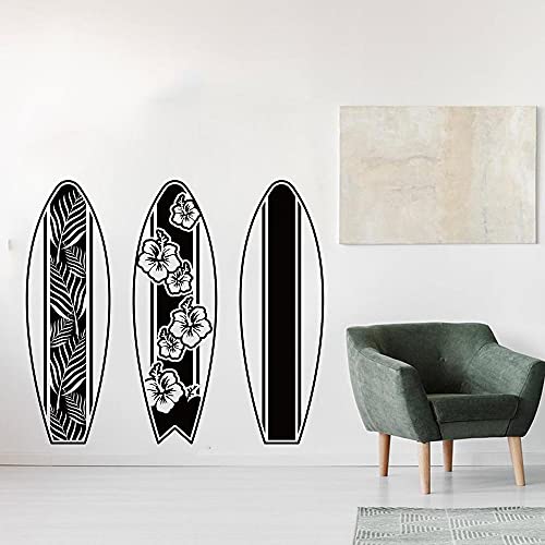 Zdklfm69 WandSticker Wandtattoos Set von 3 Surfbrett Strand Blume Surfbrett Sommer Strand Surf Surfbrett Vinyl für Raumdekoration 96x86cm von Zdklfm69