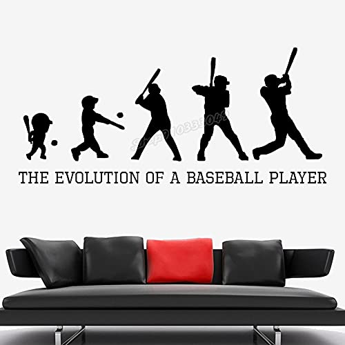 Zdklfm69 Wandtattoos Wandaufkleber Baseball Evolution Baseball Baseball Aufkleber Vinyl Art Decals für Kinderzimmer Home Schlafzimmer Dekor 114x52cm von Zdklfm69