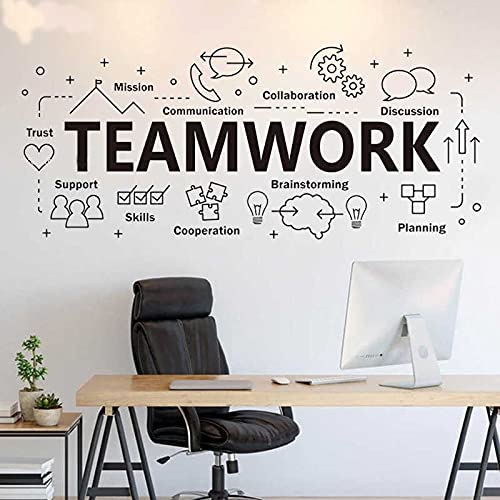 Zdklfm69 Wandtattoos Wandaufkleber Teamwork Word Sign Office Murals Zusammenarbeit Inspirational Quote Vinyl Sticker Art Decor Sticker 84x196cm von Zdklfm69