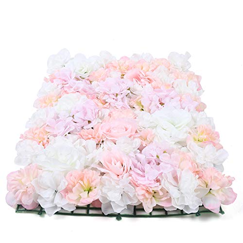 ZealEco Romantische Blumenwand für Hintergrunddekoration, Seidenblumen, 60 x 40 cm, perfekt für Hochzeitsräume, Partys, Fotobereiche und Bühnendekoration von ZealEco