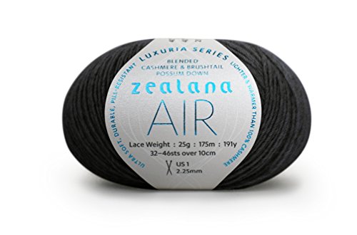 Zealana AIR Lace Charcoal Garn, Wolle, schwarz, 10 x 13 x 5 cm, 175 von Zealana