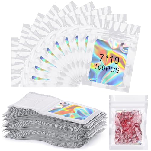 Zeawavsl 100 Pro Karton Mylar-Beutel, ReißVerschlussbeutel, WiederverschließBare Mylar-Beutel. WiederverschließBare Mehrzweckbeutel FüR SüßIgkeiten, Kekse, Schmuck (White, 7 * 10) von Zeawavsl