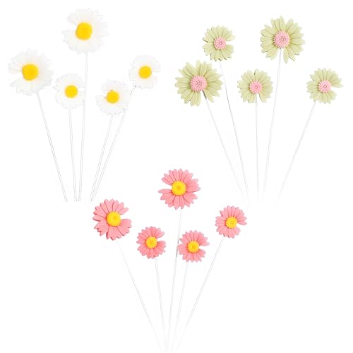 Zeayebsr 15 Stücke Pack Gänseblümchen deko Geburtstag, gänseblümchen,Gänseblümchen Blumen Pappbecher Kuchendeko Tortenaufleger für Happy Birthday Tortendeko Partydeko Für Mädchen Kinder Hochzeit Gelb von Zeayebsr