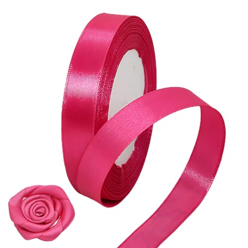 Zeayebsr 1PCS Geschenkband Satinband, red Band,geschenkband Stoff, Schleifenband Weihnachten Schleifenband breit Magenta Dekoration Geschenkband Stoffband für Hochzeit Band Brautstrauß,rotes Band von Zeayebsr