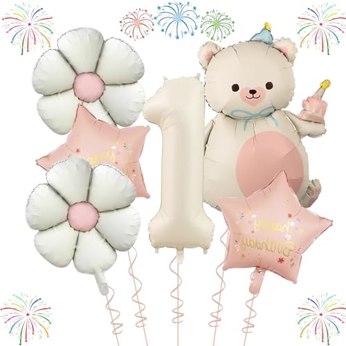 Bär Geburtstagsdeko 1 Jahr Mädchen mit Gänseblümchen Folienballon, Gänseblümchen Luftballons 1, Aluminium -Filmballon, Geburtstagsdekoration für Jungen und Mädchen Bär Geburtstagsdeko 1 Jahr Mädchen mit Gänseblümchen Folienballon, Gänseblümchen Luftballons 1, Aluminium -Filmballon, Geburtstagsdekoration für Jungen und Mädchen von Zeaying