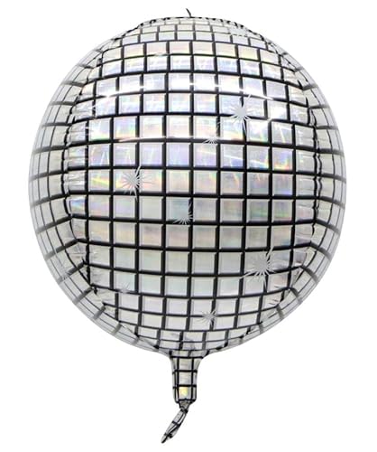 4D Silberne Discokugel Folienballon, 55 cm von Zebra Balloons