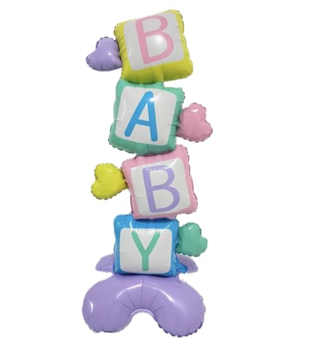 Baby Cube Tower Folienballon, 100 cm, 2 Stück von Zebra Balloons