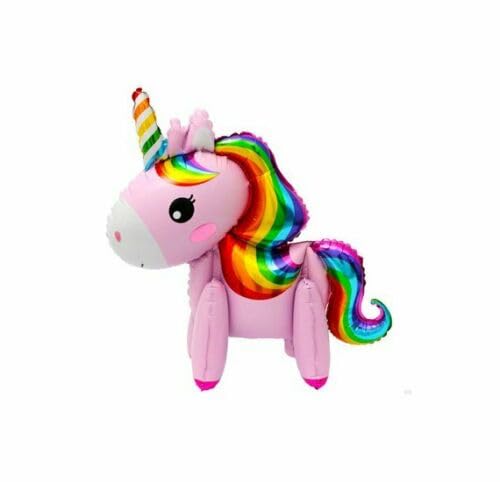 Folienballon, Regenbogen-Einhorn, stehend, 55 cm, Rosa, 2 Stück von Zebra Balloons