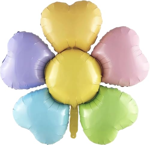 Folienballon mit mehrfarbigen Blumen, Pastellfarben, 85 cm (2 Stück) von Zebra Balloons