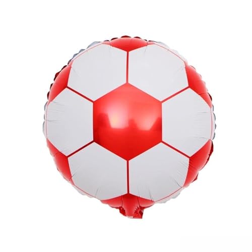 Fußball-Folienballon, rund, 45 cm, Weiß/Rot von Zebra Balloons