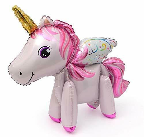 Pink Wings Einhorn stehender Folienballon, 55 cm von Zebra Balloons