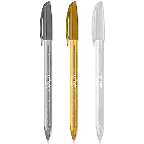 Zebra Doodler'z Kugelschreiber – 1,0 mm – Glitzer/Metallic/Pastell – Gold, Silber, Weiß – 3 Stück von Zebra