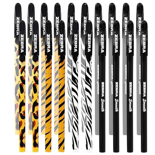 Zebra Doodler'z Kugelschreiber, 1,0 mm, Tierdruck und schwarze Barrels, 20 Stück von Zebra