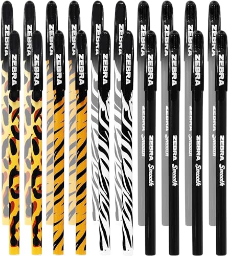 Zebra Pen, Zebra Doodler'z Stick-Kugelschreiber – 1,0 mm – neuartiges Tiermuster und schwarze Gehäuse (40) von Zebra Pen