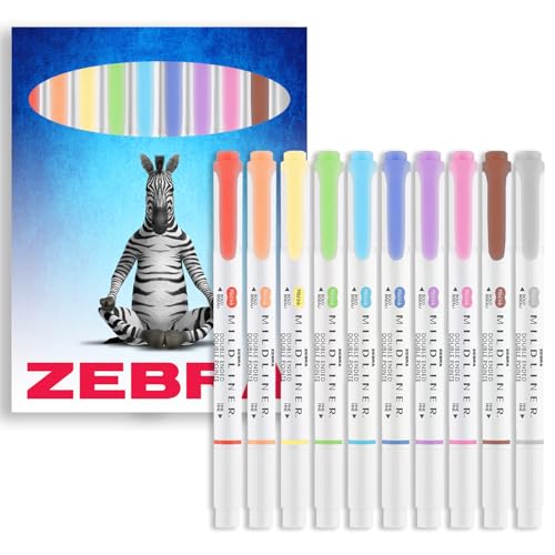 Zebra Pen Mildliner Creative Marker, Textmarker, doppelseitiger Meißel und Rundspitze, ideal für Schule, Revision, Scrapbooking, Bullet Journaling, Schreiben, in Kartonetui (unverzichtbar) von Zebra Pen